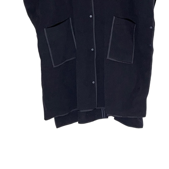 COS Black Wool Blend Longline Cape Poncho Coat Pockets size L - XL NWT MSRP $350 - Picture 4 of 13